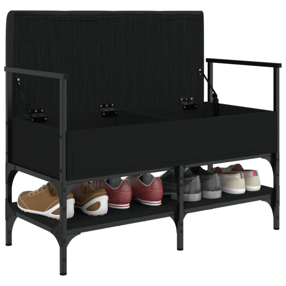 Banco zapatero madera de ingeniería negro 85,5x42x57,5