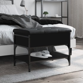 Banco zapatero madera de ingeniería negro 62x42x45