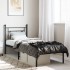 Estructura cama sin colchón con cabecero metal negro 80x200