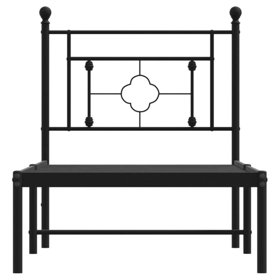 Estructura cama sin colchón con cabecero metal negro 80x200