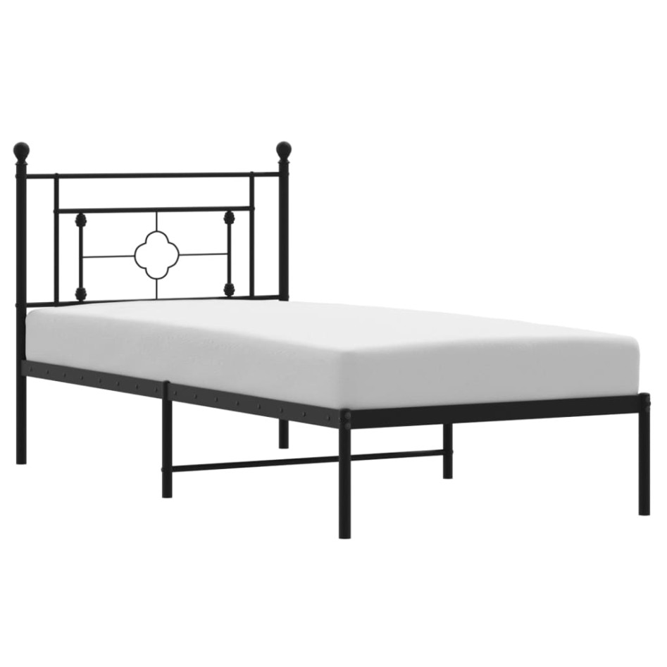 Estructura cama sin colchón con cabecero metal negro 90x200