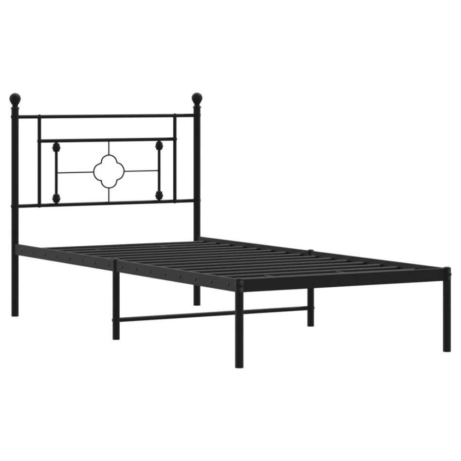 Estructura cama sin colchón con cabecero metal negro 90x200