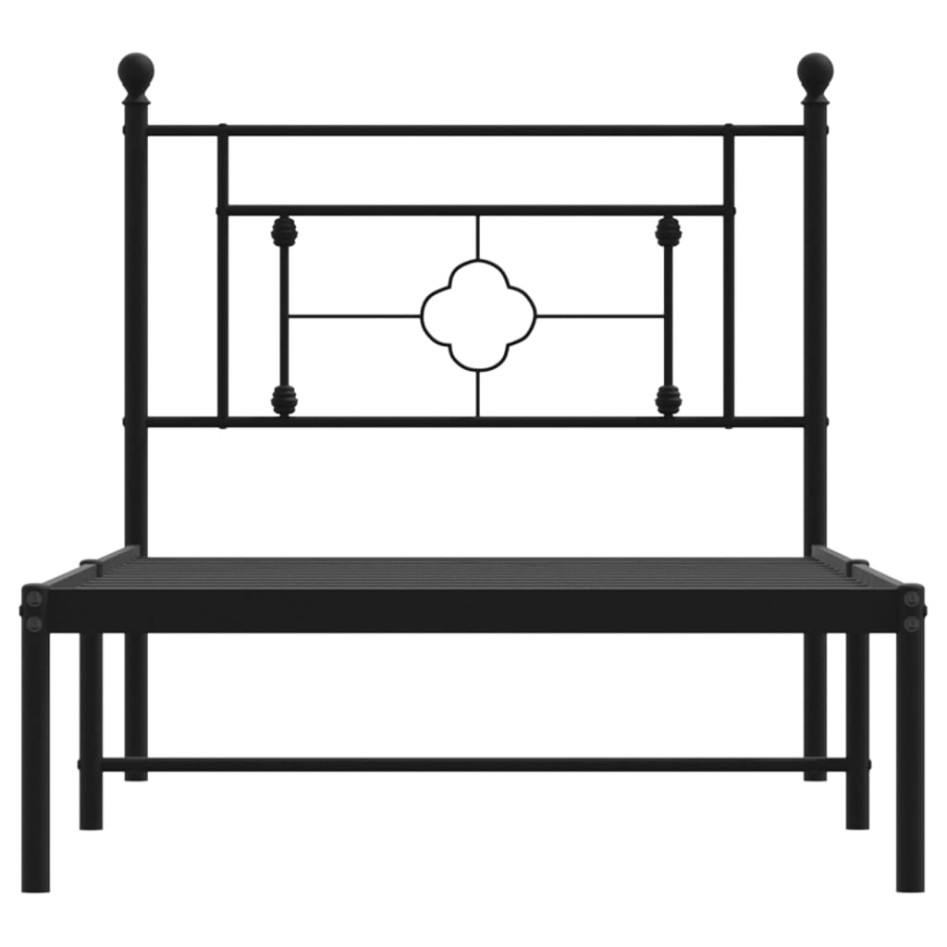Estructura cama sin colchón con cabecero metal negro 90x200