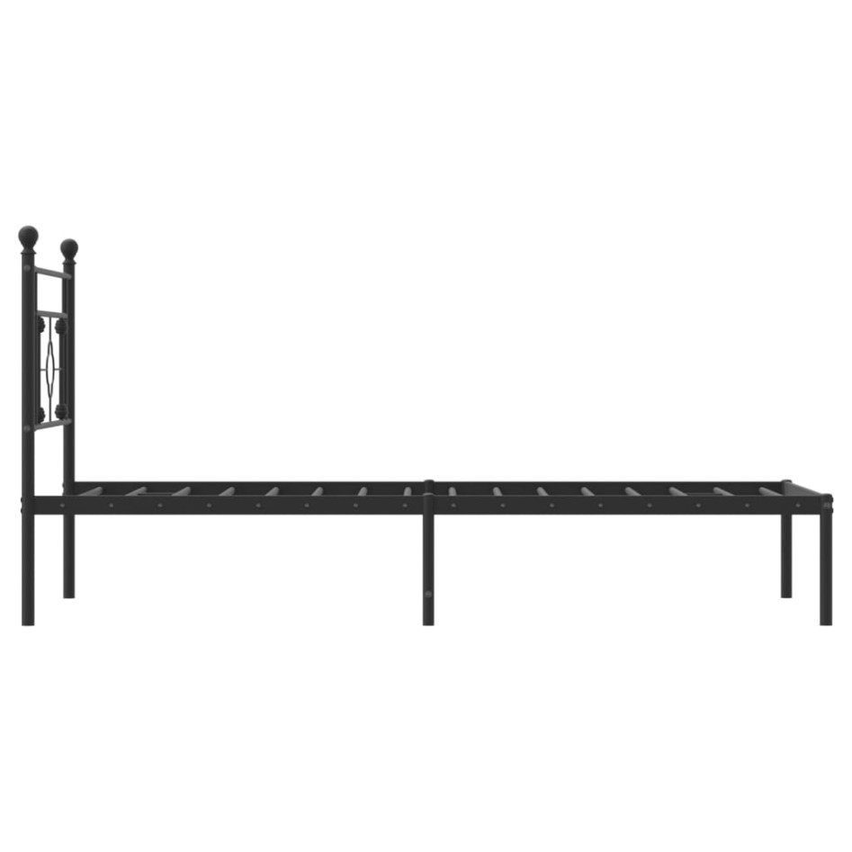 Estructura cama sin colchón con cabecero metal negro 90x200