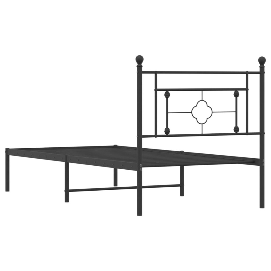 Estructura cama sin colchón con cabecero metal negro 90x200
