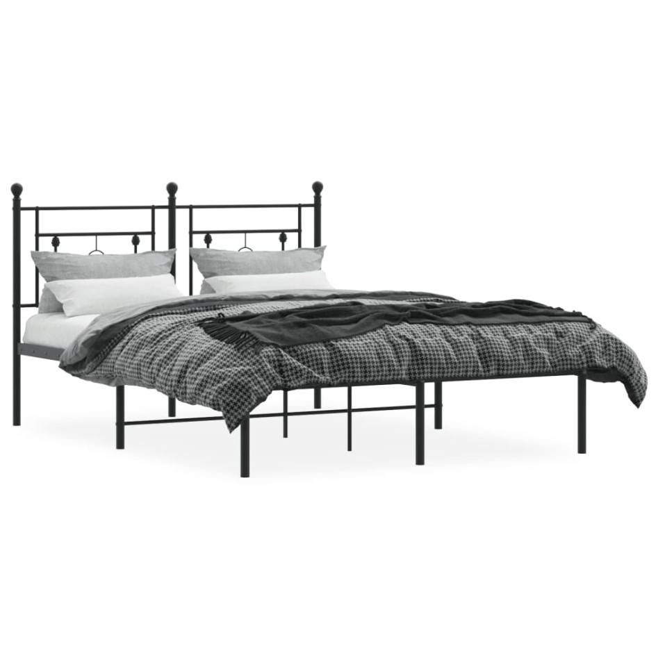 Estructura cama sin colchón con cabecero metal negro 140x190