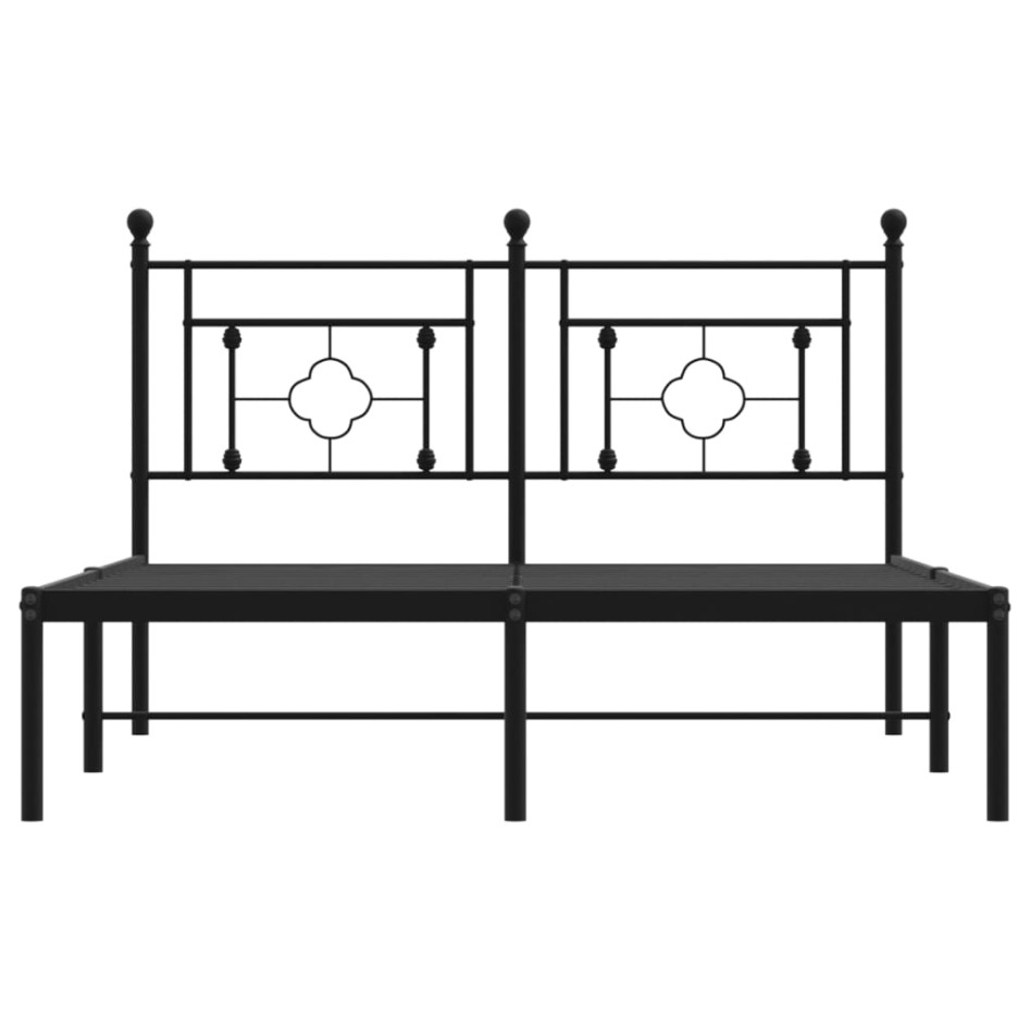Estructura cama sin colchón con cabecero metal negro 140x190