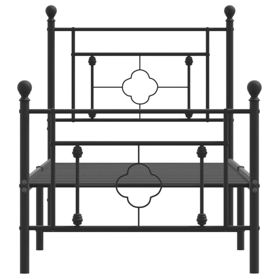 Estructura cama sin colchón con estribo metal negro 75x190