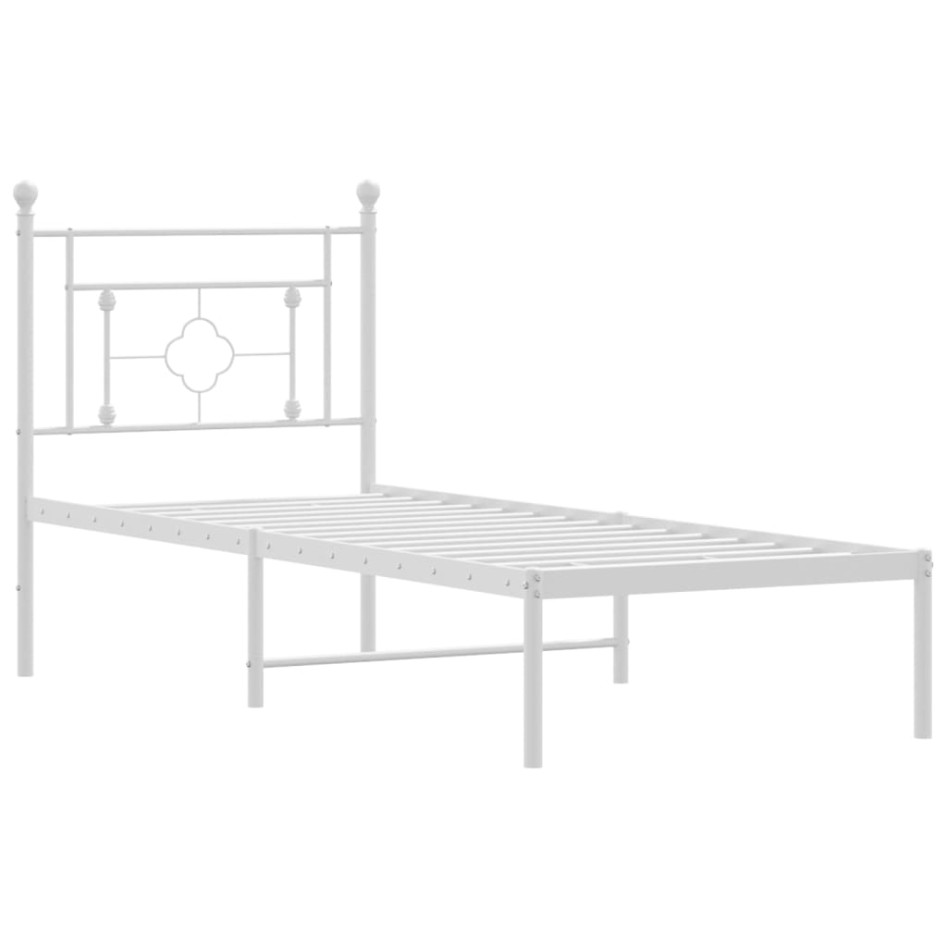 Estructura cama sin colchón con cabecero metal blanco 80x200