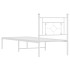 Estructura cama sin colchón con cabecero metal blanco 80x200