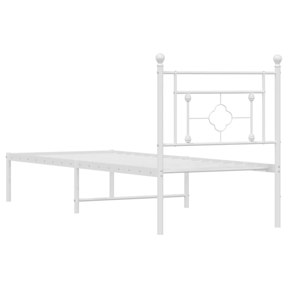 Estructura cama sin colchón con cabecero metal blanco 80x200