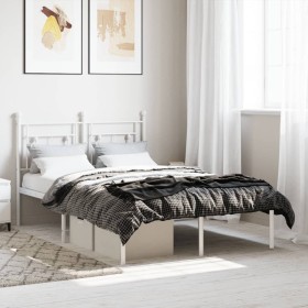 Estructura cama sin colchón con cabecero metal blanco