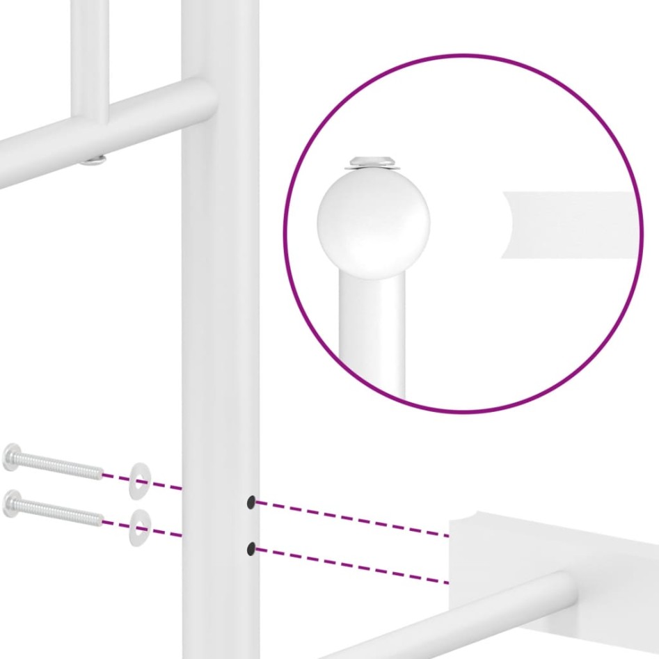 Estructura cama sin colchón con cabecero metal blanco