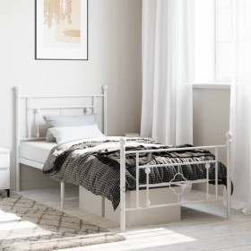 Estructura cama sin colchón con estribo metal blanco 90x190