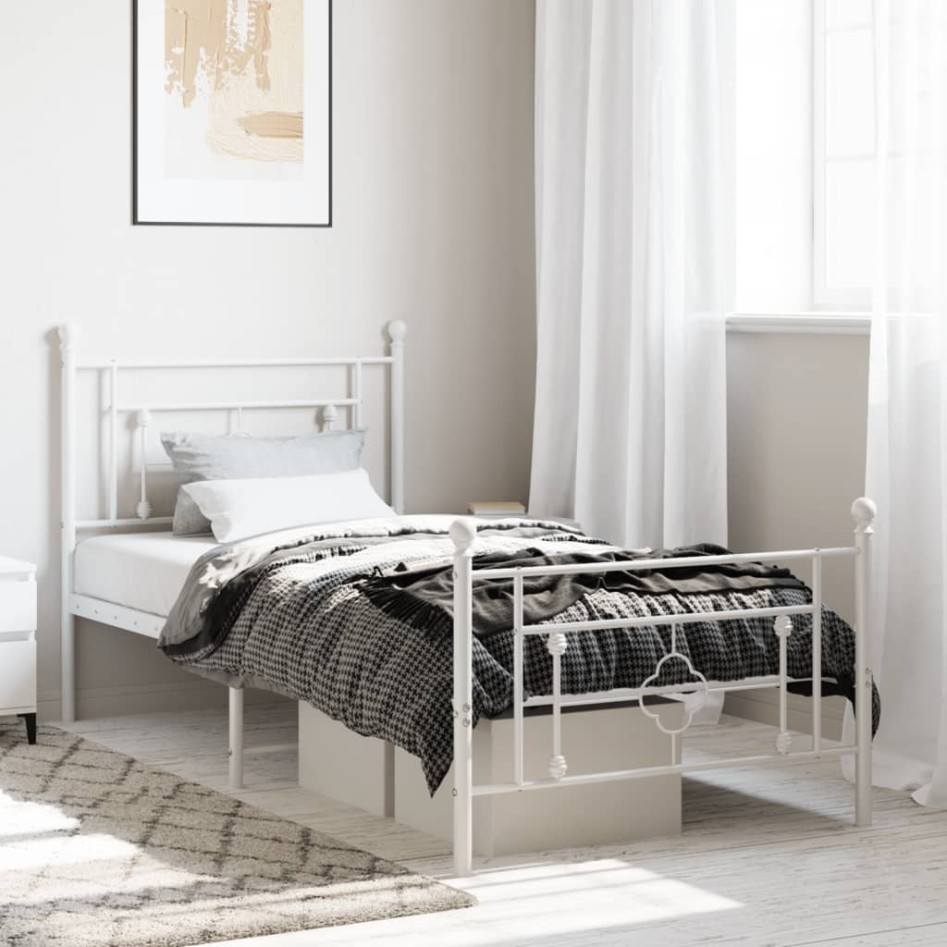 Estructura cama sin colchón con estribo metal blanco 90x190