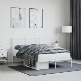 Estructura cama sin colchón con cabecero metal blanco