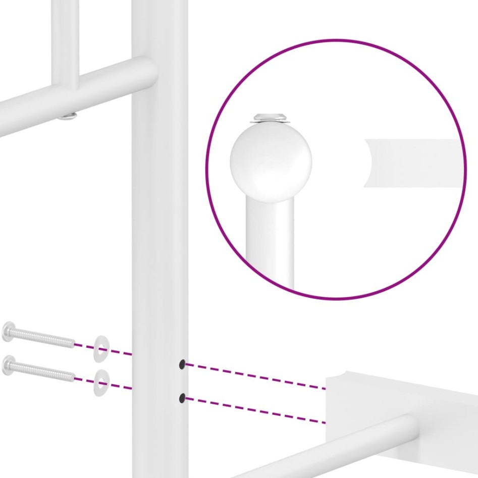 Estructura cama sin colchón con cabecero metal blanco