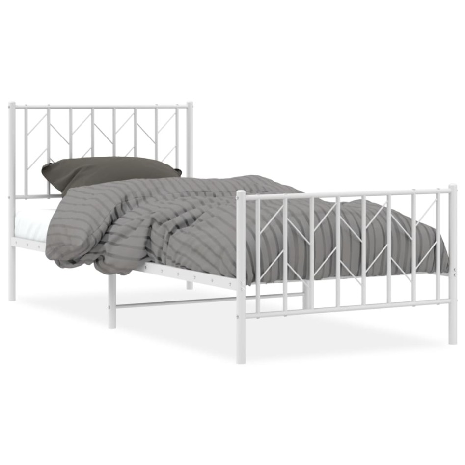 Estructura cama sin colchón con estribo metal blanco 90x200