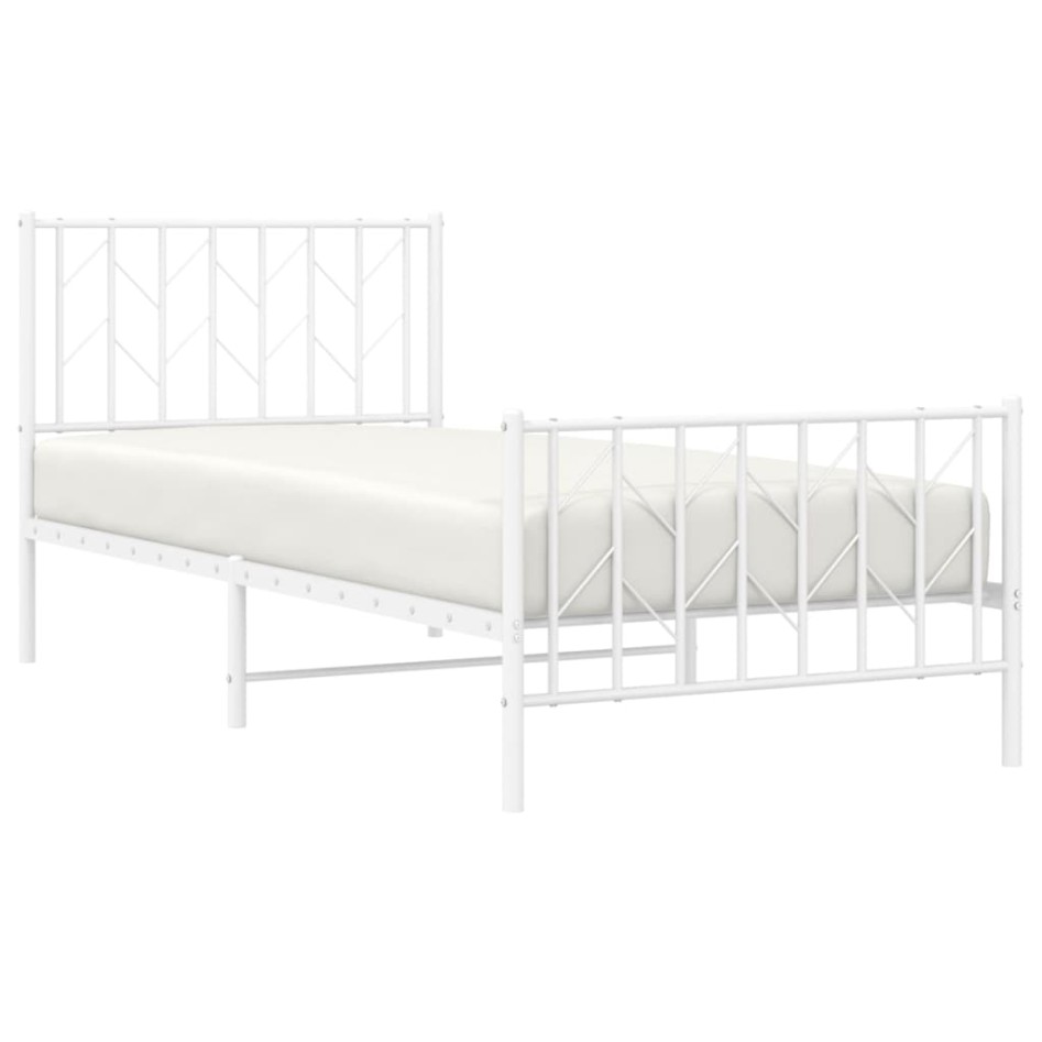 Estructura cama sin colchón con estribo metal blanco 90x200