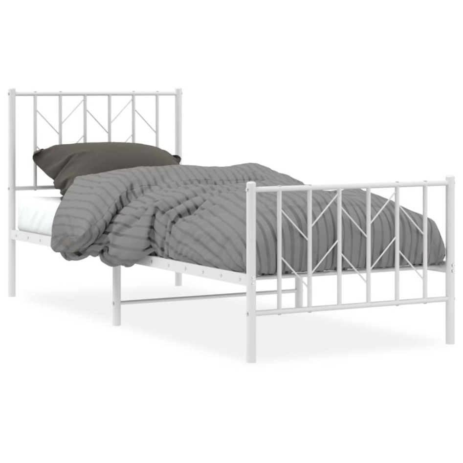 Estructura cama sin colchón con estribo metal blanco 80x200