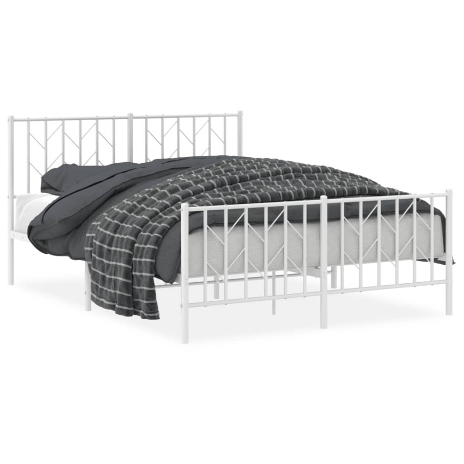 Estructura cama sin colchón con estribo metal blanco 140x190