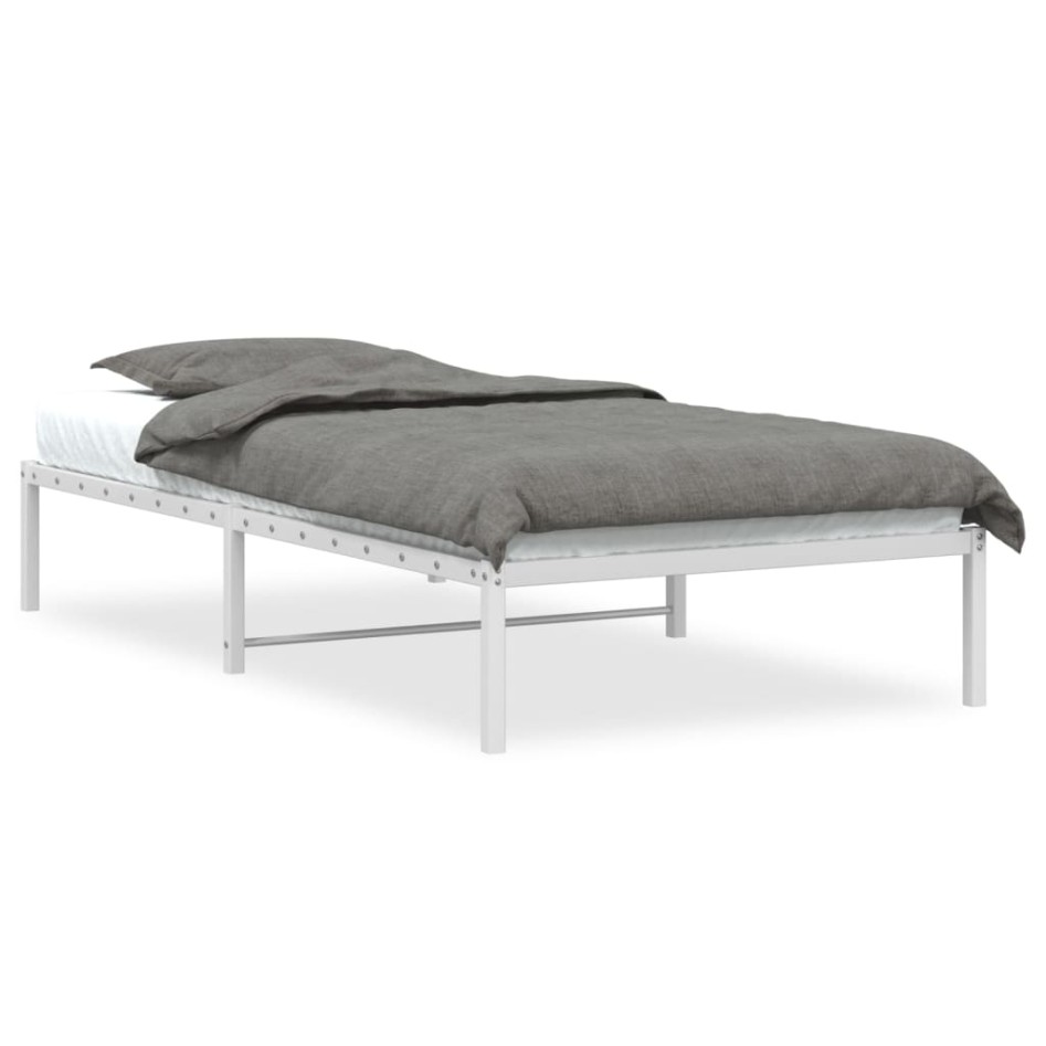 Estructura de cama sin colchón metal blanco 100x190