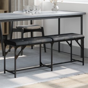 Banco de comedor acero y cuero sintético negro 124x32x45
