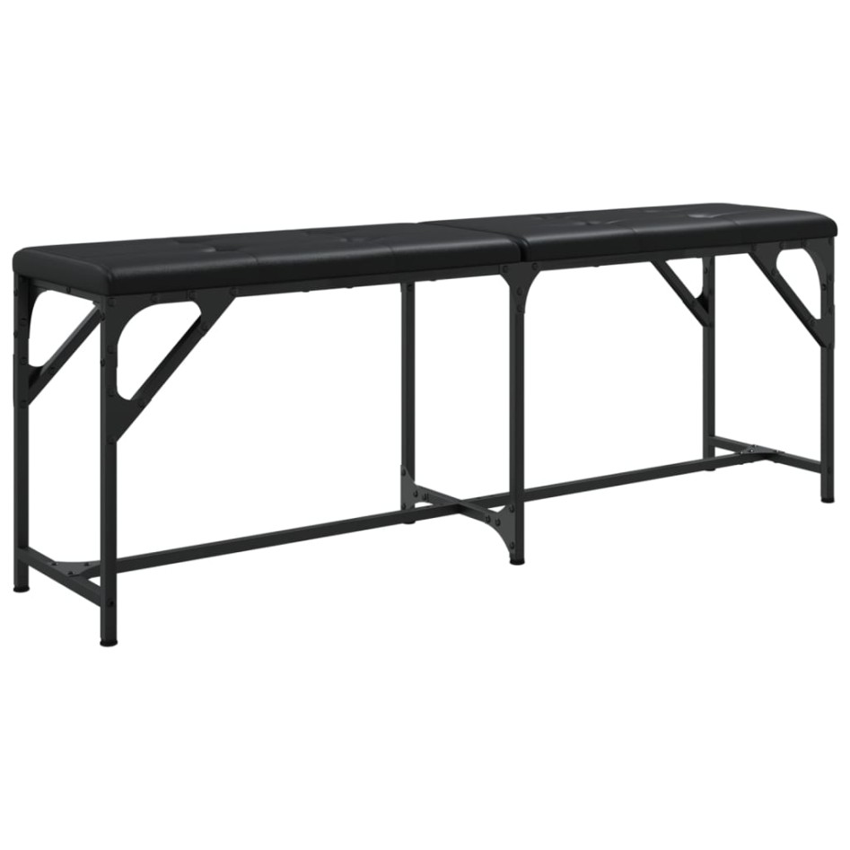Banco de comedor acero y cuero sintético negro 124x32x45