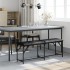 Banco de comedor acero y cuero sintético negro 124x32x45