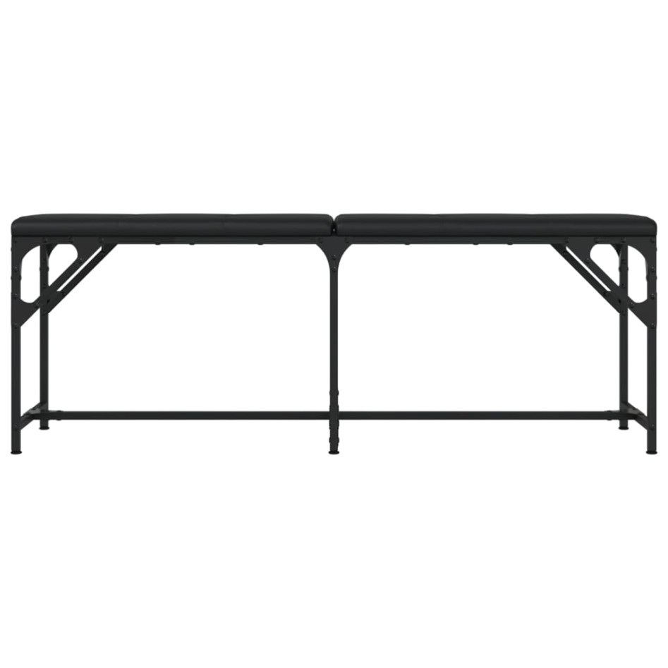 Banco de comedor acero y cuero sintético negro 124x32x45