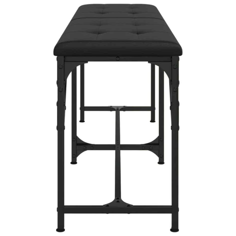 Banco de comedor acero y cuero sintético negro 124x32x45