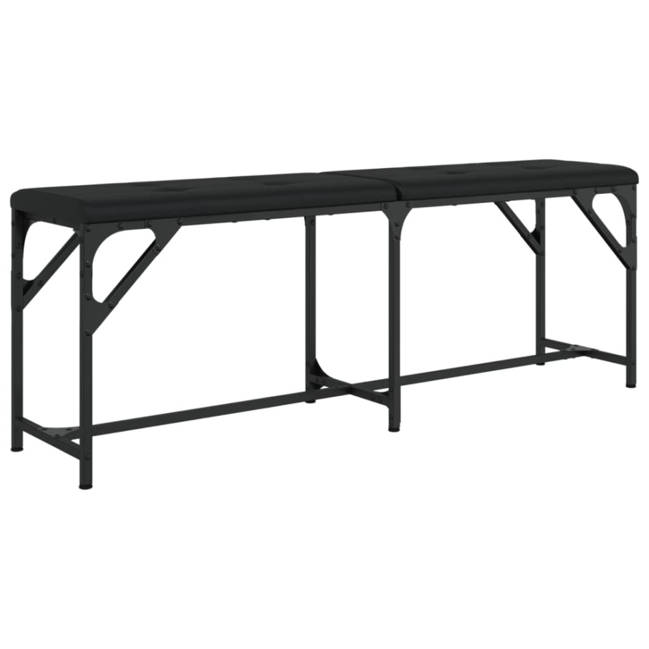 Banco de comedor acero y cuero sintético negro 124x32x45