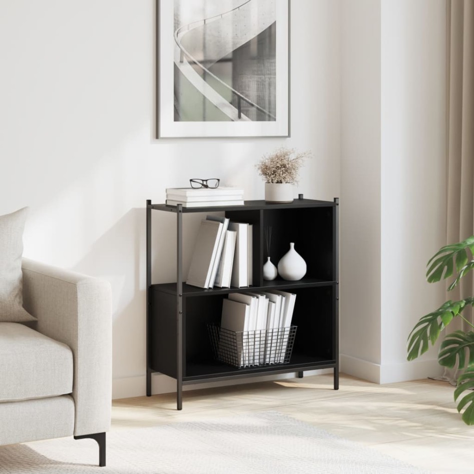 Estantería madera de ingeniería negro 72x28x77,5