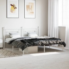 Estructura cama sin colchón con cabecero metal blanco