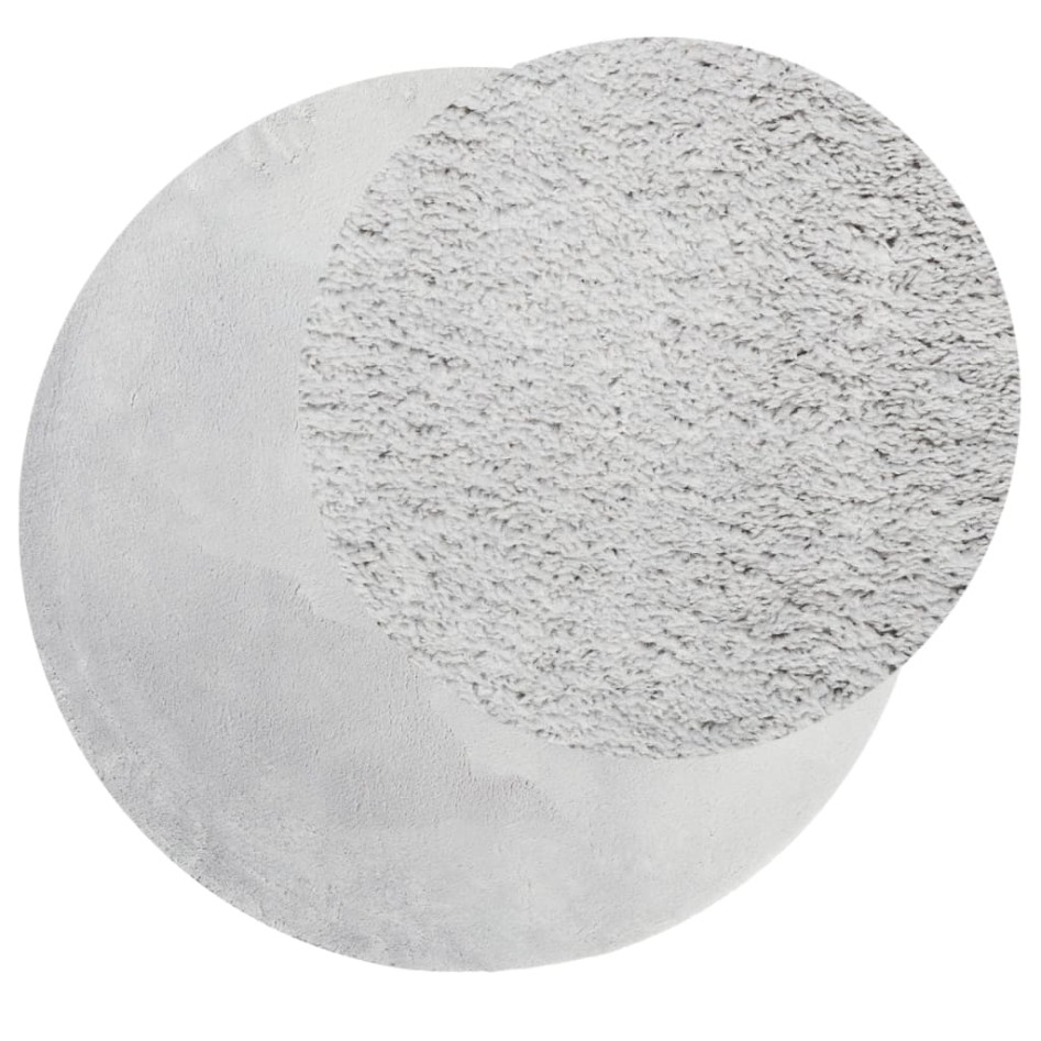 Alfombra de pelo corto suave lavable HUARTE gris Ø 160