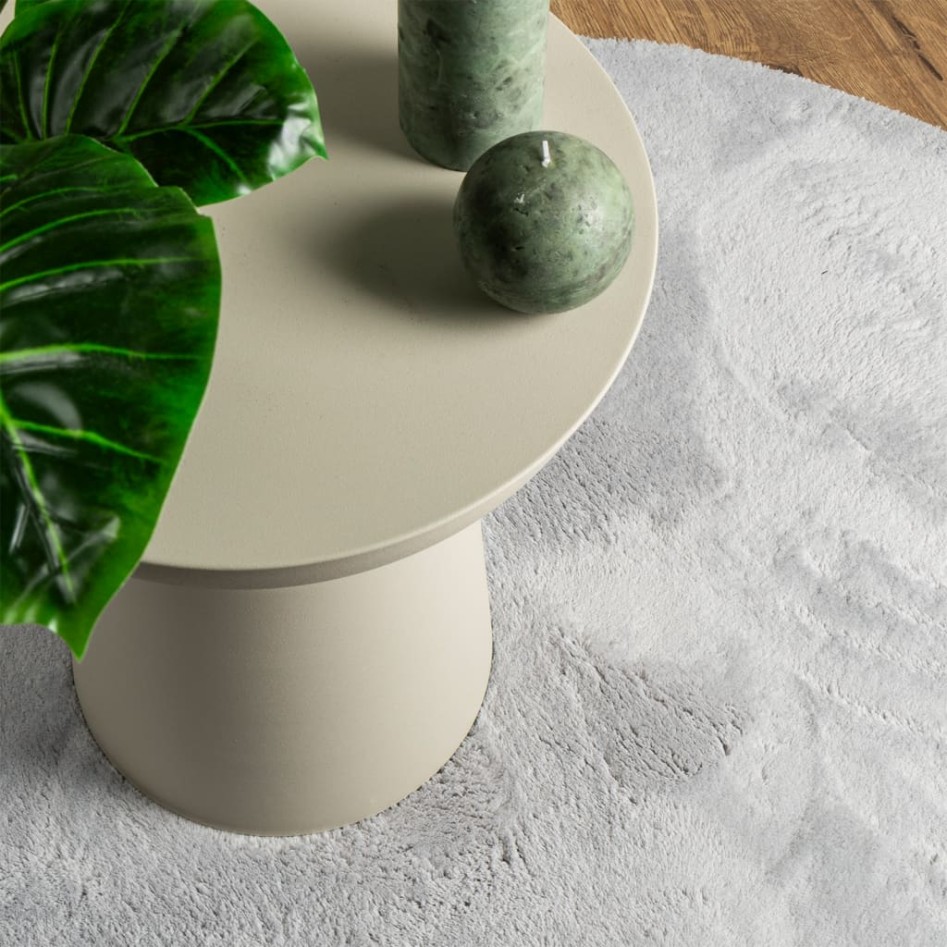 Alfombra de pelo corto suave lavable HUARTE gris Ø 160