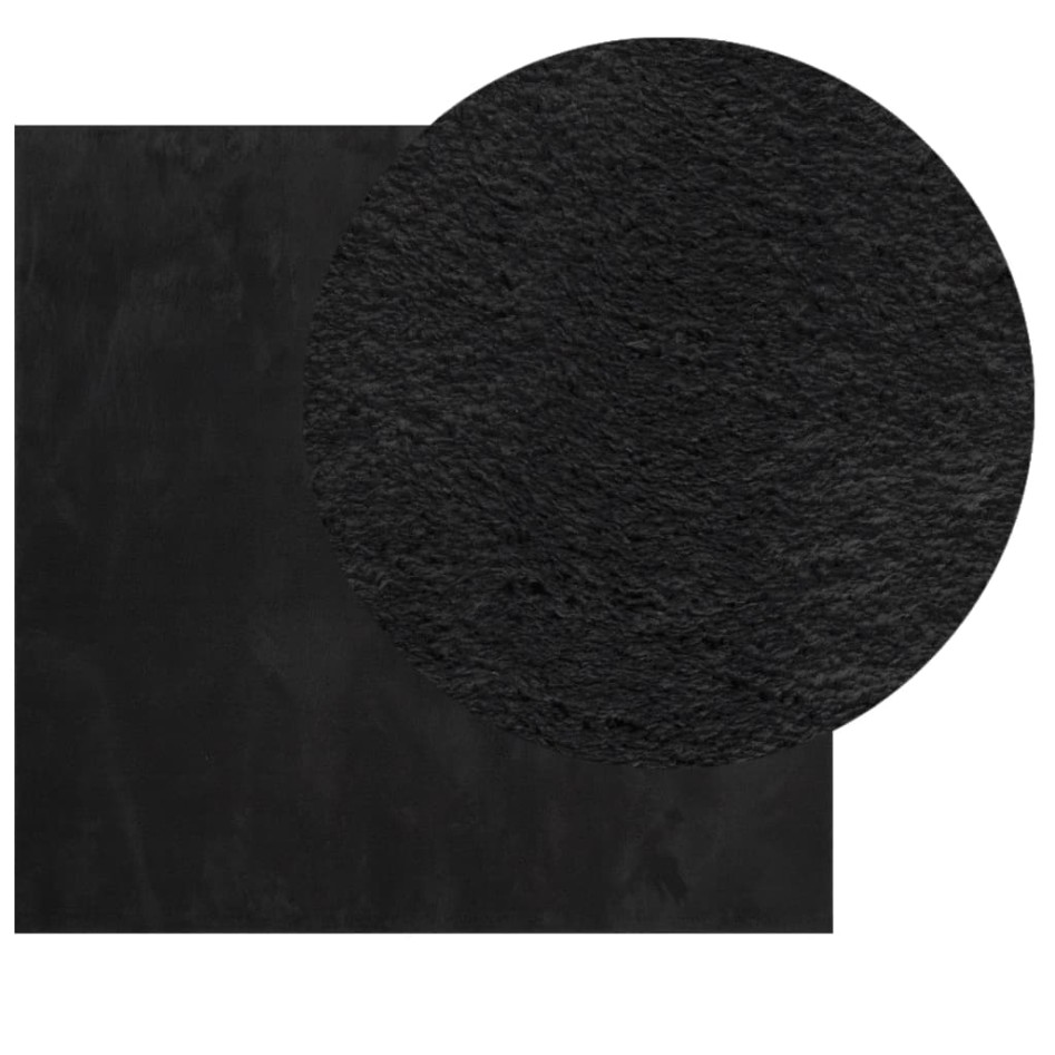 Alfombra de pelo corto suave lavable HUARTE negro 160x160