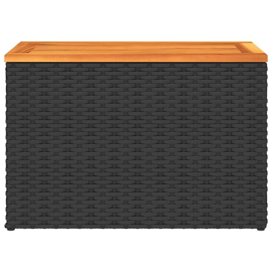 Mesas auxiliares de jardín 2 uds ratán madera negro