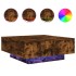 Mesa de centro con luces LED roble ahumado 80x80x31