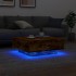 Mesa de centro con luces LED roble ahumado 80x80x31