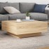 Mesa de centro con luces LED roble Sonoma 80x80x31