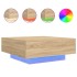 Mesa de centro con luces LED roble Sonoma 80x80x31