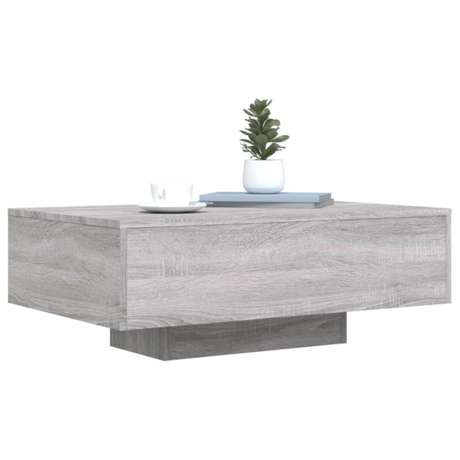 Mesa de centro con luces LED gris Sonoma 85x55x31