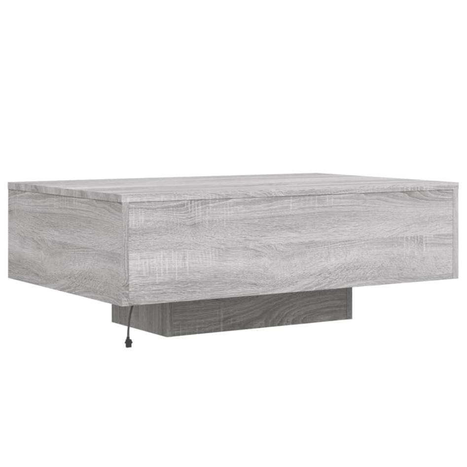 Mesa de centro con luces LED gris Sonoma 85x55x31