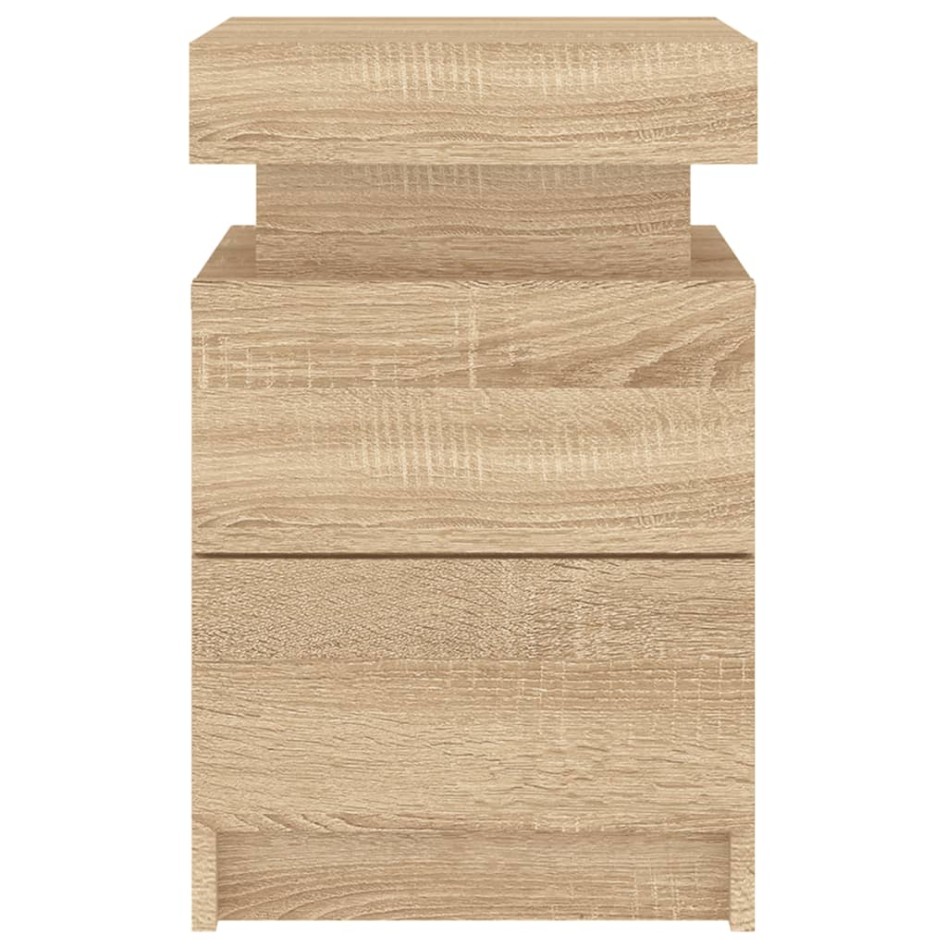 Mesita de noche con luces LED roble Sonoma 35x39x55