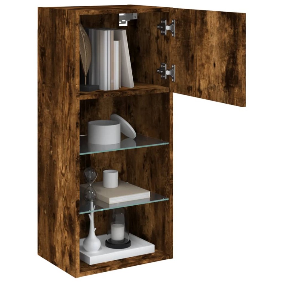 Mueble para TV con luces LED roble ahumado 40,5x30x90