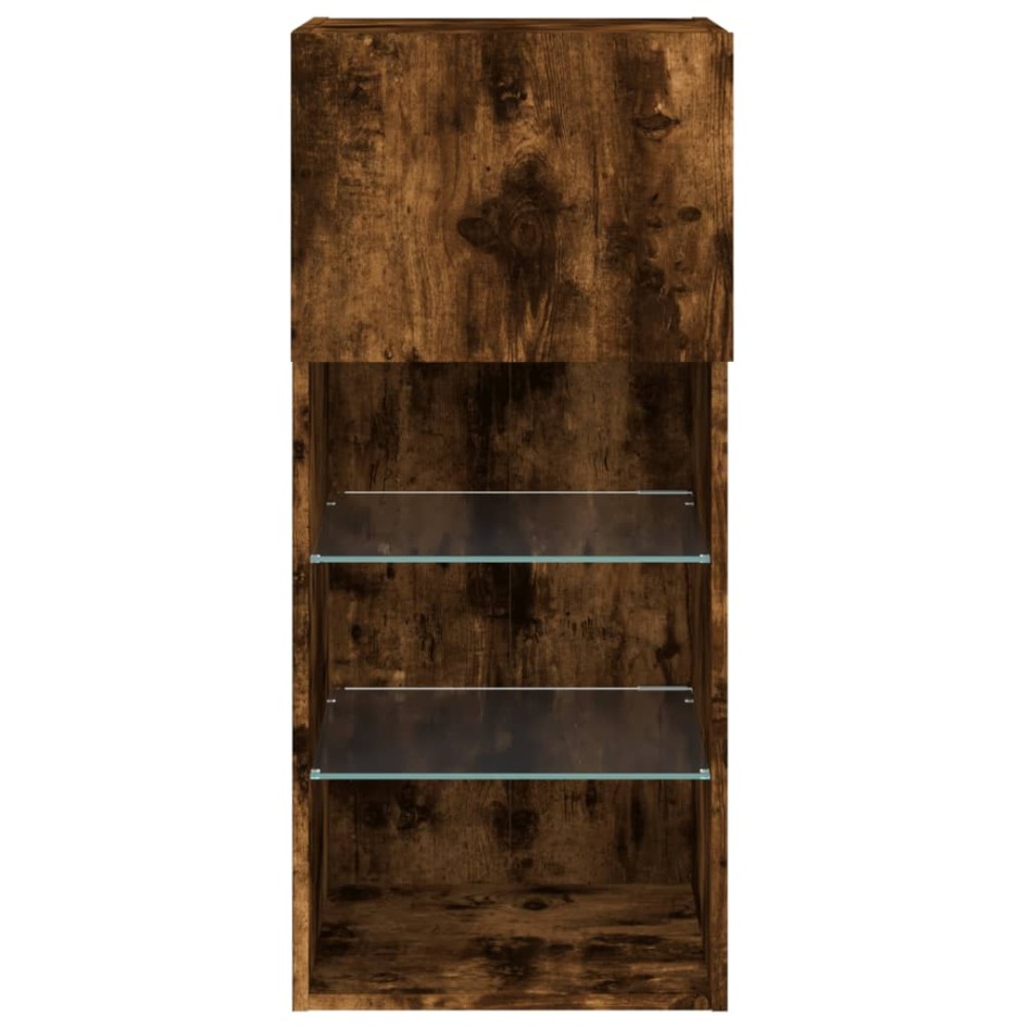 Mueble para TV con luces LED roble ahumado 40,5x30x90