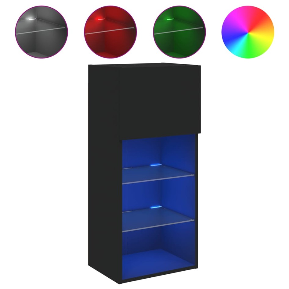 Mueble para TV con luces LED negro 40,5x30x90