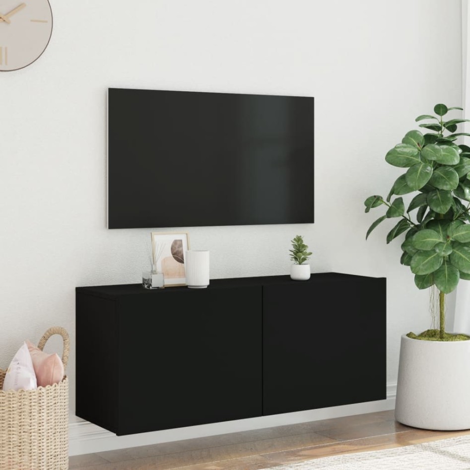 Mueble para TV de pared negro 100x30x41