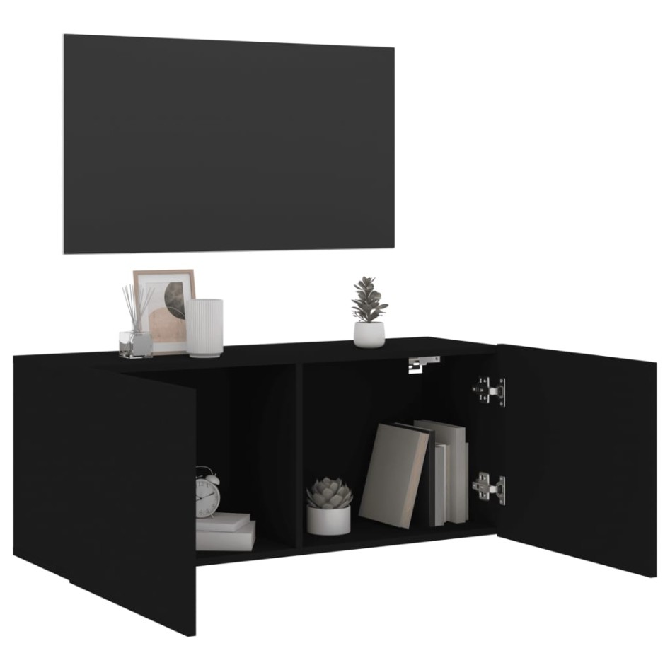 Mueble para TV de pared negro 100x30x41